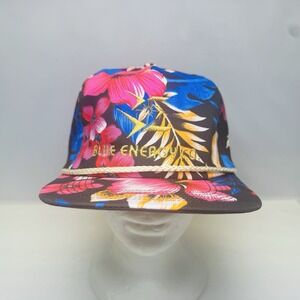 Vintage San Sun Hat Snapback Pink Blue Floral Rope Trucker Casino Blue Energy Co